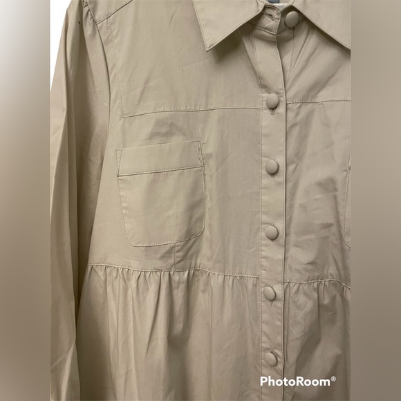 Beige Jessica Collared Button Down Blouse Size 14 - Picture 4 of 6